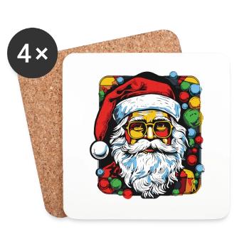 Père Noël coloré Père Noël Père Noël - Dessous de verre (lot de 4) - blanc - Devant
