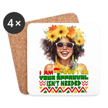 Black Queen Curly Afro - Celebrate Black History - Coasters (set of 4) - white - Front