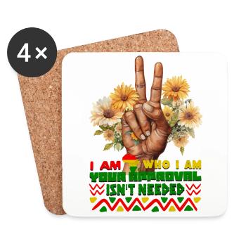 Black Queen Curly Afro - Celebrate Black History - Coasters (set of 4) - white - Front