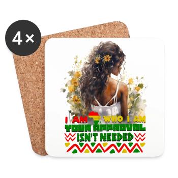 Black Queen Curly Afro - Celebrate Black History - Coasters (set of 4) - white - Front