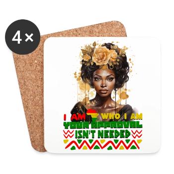 Black Queen Curly Afro - Celebrate Black History - Coasters (set of 4) - white - Front