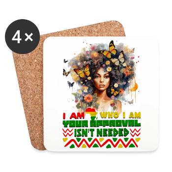 Black Queen Curly Afro - Celebrate Black History - Coasters (set of 4) - white - Front