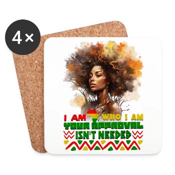 Black Queen Curly Afro - Celebrate Black History - Coasters (set of 4) - white - Front