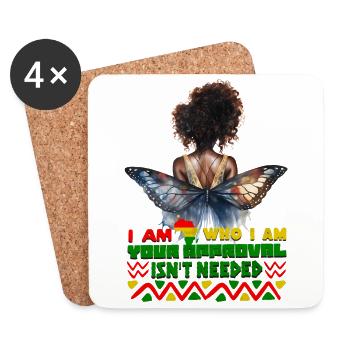 Black Queen Curly Afro - Celebrate Black History - Coasters (set of 4) - white - Front