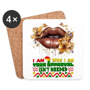 Black Queen Curly Afro - Celebrate Black History - Coasters (set of 4) - white - Front