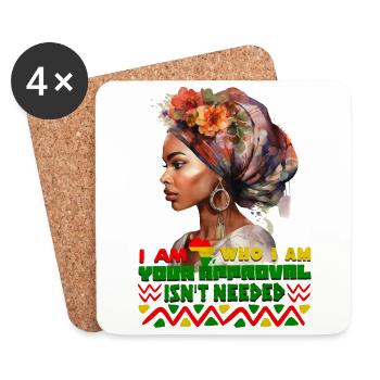 Black Queen Curly Afro - Celebrate Black History - Untersetzer (4er-Set) - Weiß - Vorne