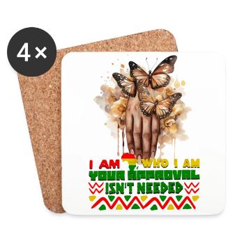 Black Queen Curly Afro - Celebrate Black History - Coasters (set of 4) - white - Front