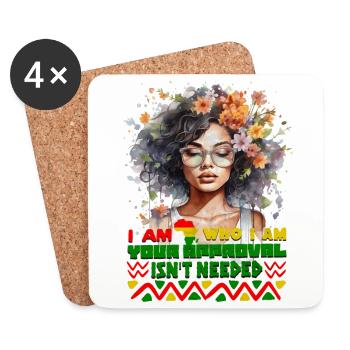 Black Queen Curly Afro - Celebrate Black History - Coasters (set of 4) - white - Front