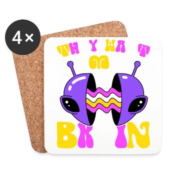 Alien, UFO, UAP, Space, Space Flying Object - Coasters (set of 4) - white - Front