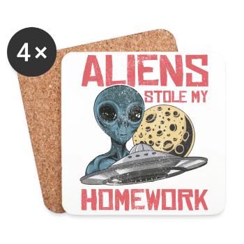 Alien, UFO, UAP, Space, Space Flying Object - Coasters (set of 4) - white - Front