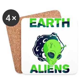 Alien, UFO, UAP, Space, Space Flying Object - Coasters (set of 4) - white - Front