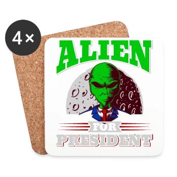Alien, UFO, UAP, Space, Weltraum Flugobjekt - Untersetzer (4er-Set) - Weiß - Vorne