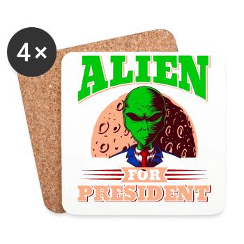 Alien, UFO, UAP, Space, Space Flying Object - Coasters (set of 4) - white - Front