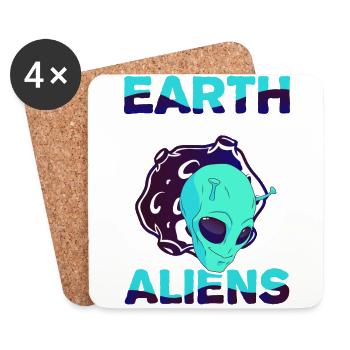 Alien, UFO, UAP, Space, Space Flying Object - Coasters (set of 4) - white - Front