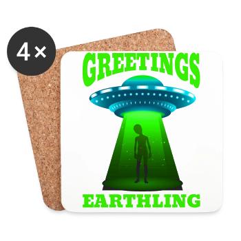 Alien, UFO, UAP, Space, Weltraum Flugobjekt - Untersetzer (4er-Set) - Weiß - Vorne