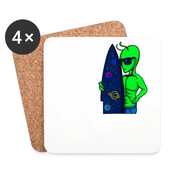 Alien, UFO, UAP, Space, Weltraum Flugobjekt - Untersetzer (4er-Set) - Weiß - Vorne