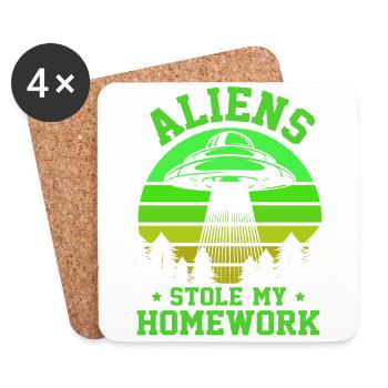 Alien, UFO, UAP, Space, Weltraum Flugobjekt - Untersetzer (4er-Set) - Weiß - Vorne