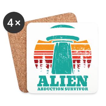 Alien, UFO, UAP, Space, Space Flying Object - Coasters (set of 4) - white - Front