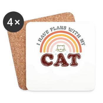 I have Plans with my Cat - Funny Cat Mom - Coasters (set of 4) - white - Front