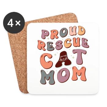 Fière maman chat de sauvetage - Funny Cats Maman Rétro - Dessous de verre (lot de 4) - blanc - Devant