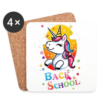 Unicorn Einhorn zurück zur Schule - Untersetzer (4er-Set) - Weiß - Vorne
