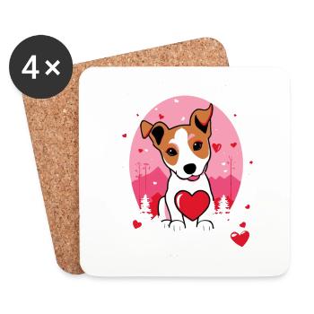 Mon cœur appartient à mon chien - Dessous de verre (lot de 4) - blanc - Devant