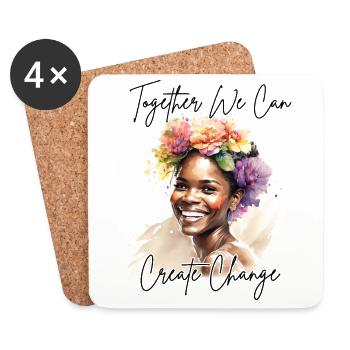 Create Change Together Black History Month African - Coasters (set of 4) - white - Front
