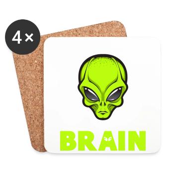 Alien, UFO, UAP, Space, Weltraum Flugobjekt - Untersetzer (4er-Set) - Weiß - Vorne