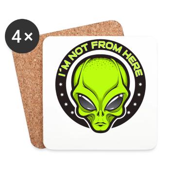 Alien, UFO, UAP, Space, Weltraum Flugobjekt - Untersetzer (4er-Set) - Weiß - Vorne