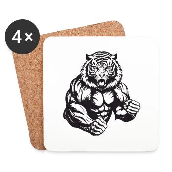 Tiger Musculation Muscles Workout Gym - Dessous de verre (lot de 4) - blanc - Devant