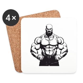 Homme Muscles Gym Musculation - Dessous de verre (lot de 4) - blanc - Devant