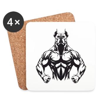 Muscles de chien Gym Musculation - Dessous de verre (lot de 4) - blanc - Devant