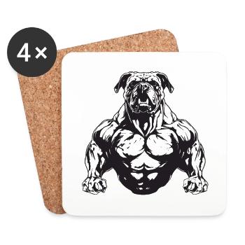 Dog Muscles Dog Workout Gym - Coasters (set of 4) - white - Front