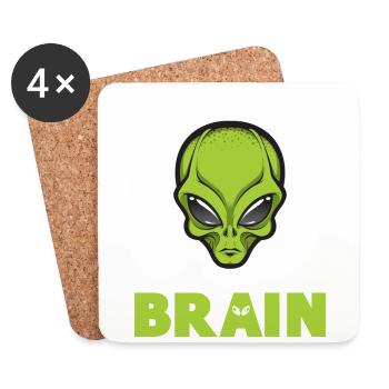 Alien, UFO, UAP, Space, Weltraum Flugobjekt - Untersetzer (4er-Set) - Weiß - Vorne
