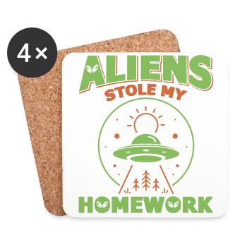 Alien, UFO, UAP, Space, Space Flying Object - Coasters (set of 4) - white - Front