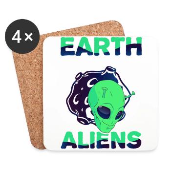 Alien, UFO, UAP, Space, Weltraum Flugobjekt - Untersetzer (4er-Set) - Weiß - Vorne