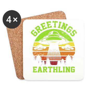Alien, UFO, UAP, Space, Space Flying Object - Coasters (set of 4) - white - Front