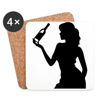 Party Frau Drunk Feiern Flasche - Untersetzer (4er-Set) - Weiß - Vorne