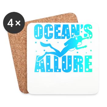 Plongée sous-marine, Plongée sous-marine, Vacances en mer - Dessous de verre (lot de 4) - blanc - Devant