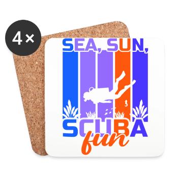 Scuba Diving, Scuba Diving, Holiday Sea Diver - Coasters (set of 4) - white - Front
