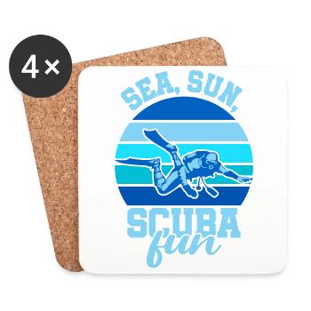Scuba Diving, Scuba Diving, Holiday Sea Diver - Coasters (set of 4) - white - Front