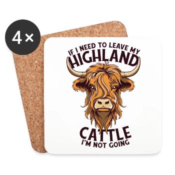 Si je dois partir, je n’irai pas éleveur Highland - Dessous de verre (lot de 4) - blanc - Devant