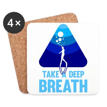 Tauchen, Apnoetauchen, Apnoe No Limit Freediving - Untersetzer (4er-Set) - Weiß - Vorne