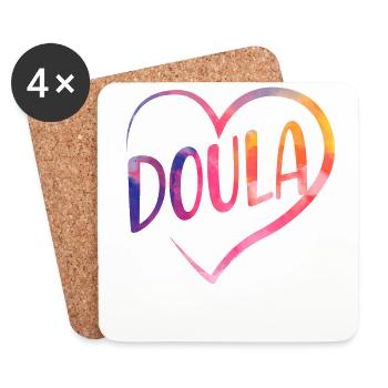 Doula Birth Worker Coeur - Dessous de verre (lot de 4) - blanc - Devant