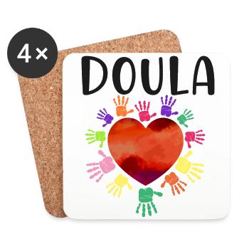 Doula Naissance Travailleur Coeur Mains - Dessous de verre (lot de 4) - blanc - Devant