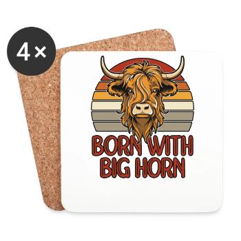Né avec l’éleveur de vaches Big Horn Highland Highland - Dessous de verre (lot de 4) - blanc - Devant