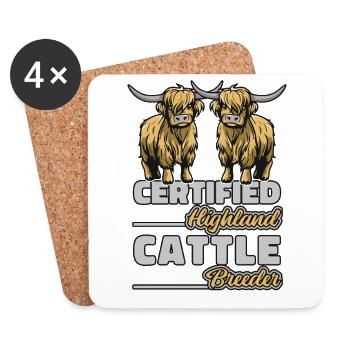 Zertifizierter Highland Cattle Breeder Züchter - Untersetzer (4er-Set) - Weiß - Vorne