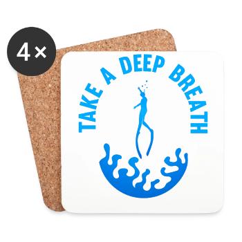 Tauchen, Apnoetauchen, Apnoe No Limit Freediving - Untersetzer (4er-Set) - Weiß - Vorne