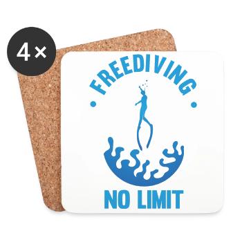 Tauchen, Apnoetauchen, Apnoe No Limit Freediving - Untersetzer (4er-Set) - Weiß - Vorne