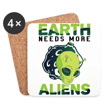 Alien, UFO, UAP, Space, Space Flying Object - Coasters (set of 4) - white - Front